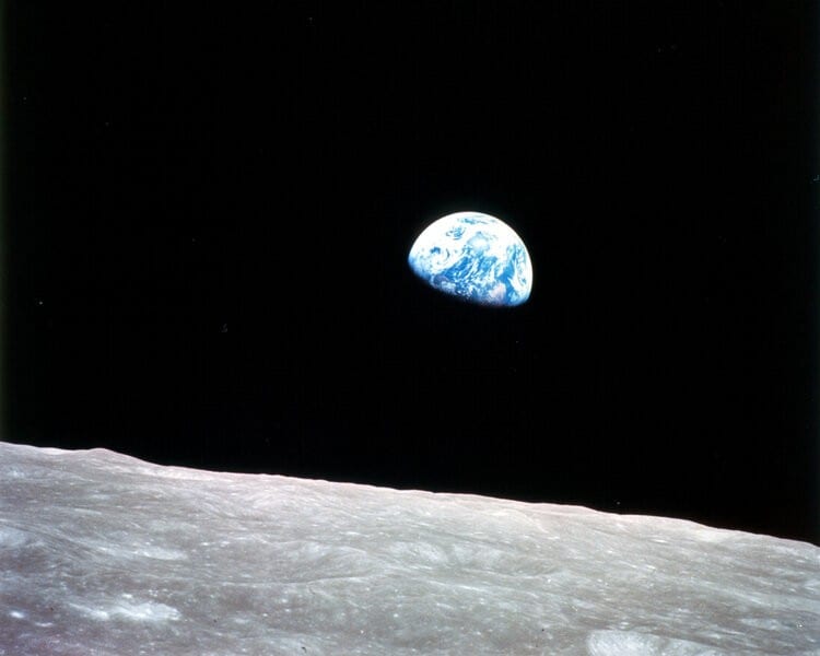 Earth Rise images taken from Apollo 8 in 1968